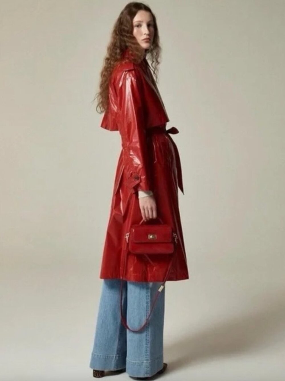 J Crew Rain or Shine Trench Coat in Red Patent